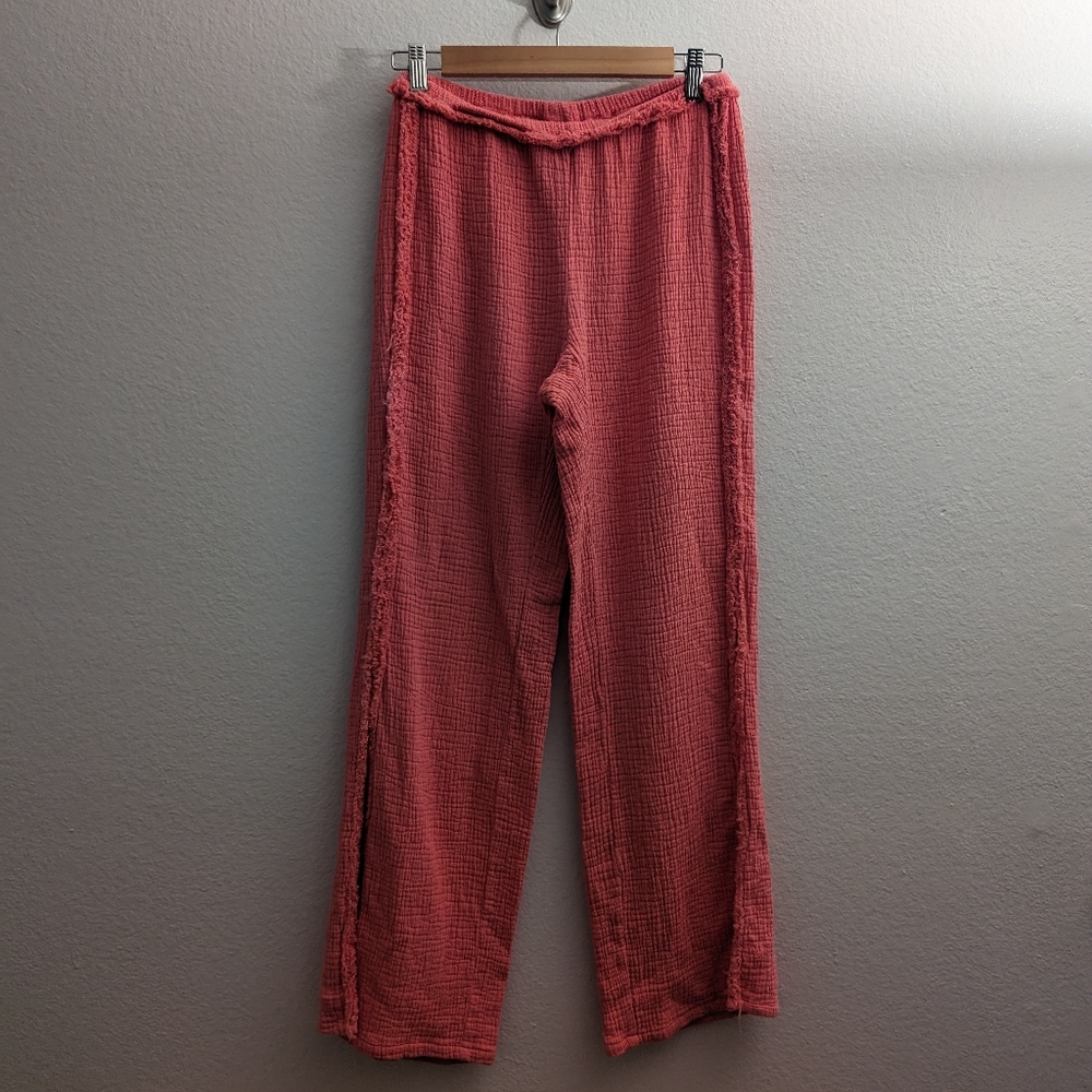 CFN Edition Coral Gauzy Side Slit Wide Leg Pants